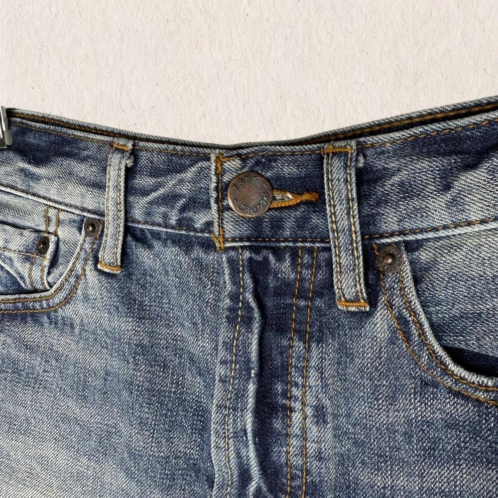 We The Free Denim Shorts 25 Blue Distressed Raw Hem‎ High Rise Boho Festival - Picture 3 of 8